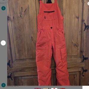 Volcom Youth Bright Orange Snow Bib Overalls